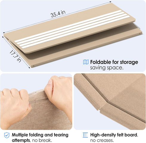 MaxGear Extra Large Bulletin Board, 48" x 36", Foldable Felt Board for Office, Home, School, Beige Brown