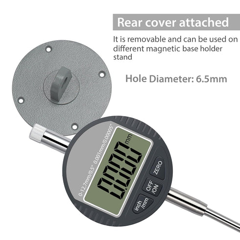 Neoteck Digital Dial Indicator 0.5 inch/12.7mm, High Resolution 0.00005 inch/0.001mm, Probe Test Gauge