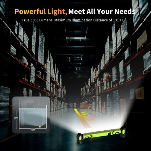 MechaniLite 3000LM 5200mAh Under Hood Work Light Bar, LED Magnetic Light Bar with Hooks, Cordless Rechargeable Hood