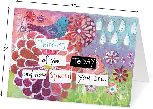 Care & Concern Thinking of You Cards - Set of 8 (4 Designs), Large 5" x 7" Friendship Cards with White Envelopes