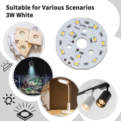 5W 4000K 48mm 9-10V 240mA 120 (5Pcs) COB LED Chip Neutral White, High Power LED with Aluminum PCB Heatsink, Beam Angle