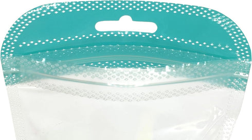 (100, 6.30 inch 9.45 inch) Clear Window Half Turquoise Green Plastic Resealable Bags with Butterfly Hang Hole