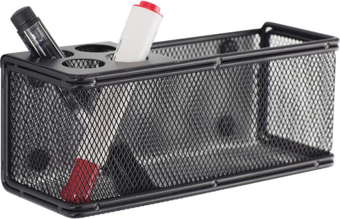 Safco Products Onyx Mesh Marker Organizer Basket – Steel Mesh, 8”W x 3.25”D x 3”H, Magnetic Back, Wall Mount