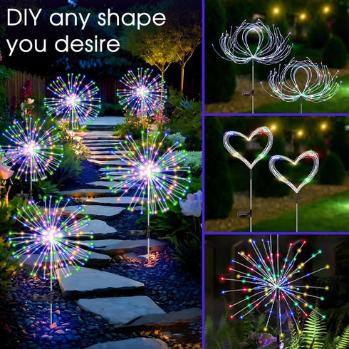 HPUFKOT Garden,2 Pack 200 8 (Colorama-2Pack) Solar Garden Lights Outdoor,Waterproof LED Twinkling Firework Lights