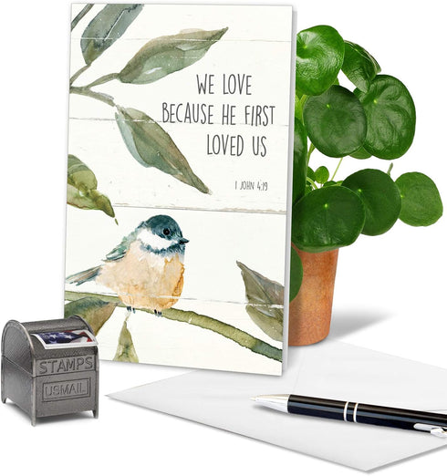 The Best Card Company Anniversary Greeting Card with Envelope - Loving Scripture Birds Stationery for Spouse C7108JANG