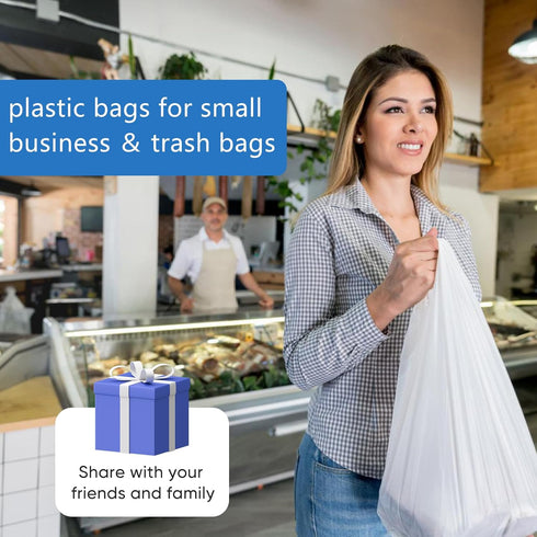 LimonLaviu 100 Pack (11.5'x 6.5" 21') Plastic Bags - x with Handles for Small Business, Restaurants, Grocery & Trash