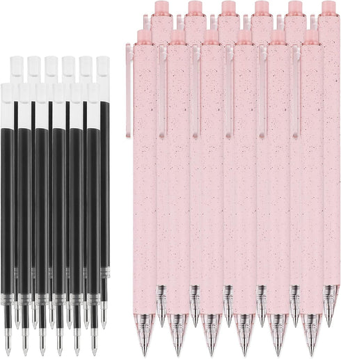 RIANCY Pink Pens, Black Ink Retractable Gel Pens, 0.6mm Smooth Writing, Cute Journaling Pens for Men Women Students