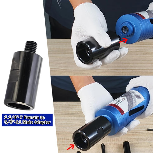 5/8"-11 Male Thread to 1/2" Hex Shank Core Drill Bit Adapter, Premium Hardened Steel Converter for Concrete Core Bit