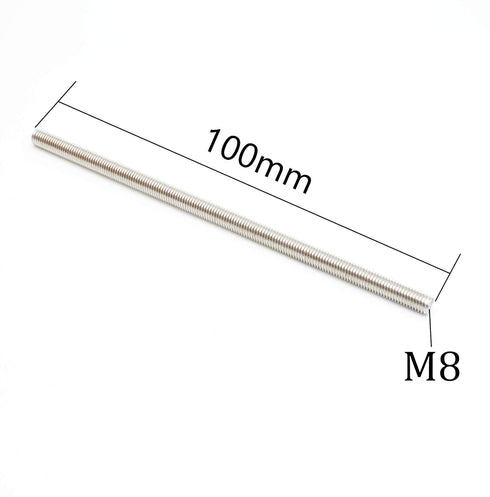 M8 x 100mm, 304 Stainless Steel Full Threaded Rod, Right Hand Thread (5 Pieces)