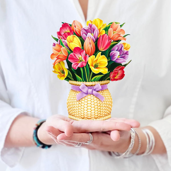 Freshcut Paper Pop Up Cards, Mini Festive Tulips, 6 Inch Mini Sized