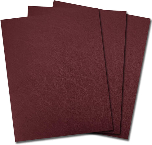 Binditek 50 Pack Maroon Leather Textured Polycovers, 16 Mil Binding Presentation Covers for Business Reports, 8-1/2 x