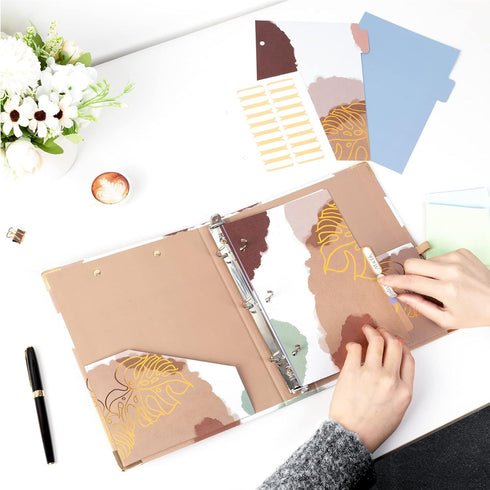Mini 3 Ring Binder 1 Inch for 5.5" x 8.5" Paper, EYROZILL Cute Mini Binder with 5-Tab Dividers for School