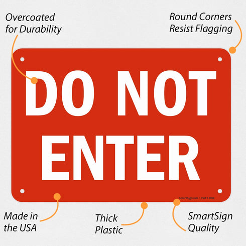 SmartSign "Do Not Enter" Sign, 7" x 10" Plastic