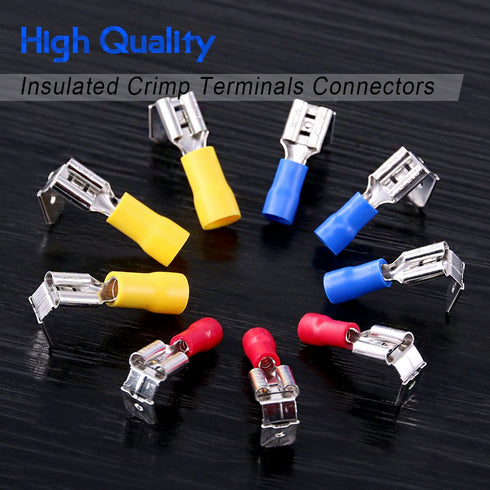 Glarks 140pcs Semi-Insulated Piggy Back Spade Quick Splice Crimp Terminals Connectors Assortment Kit