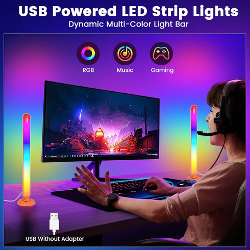 Borllyem 47Modes Smart ICRGB LED Lights Bars, TV Backlight with Double Light Beads, App Control, RF Remote, Music