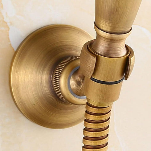 dDanke Wall Mounted Adjustable Shower Head Holder with Brass Swivel Base Universal Fit for Handheld Shower (Antique)