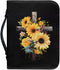 Bird Flower Cross Bible Covers for Women, Large Size Waterproof Bible Holder Case with Handle, PU Leather Organizer Bag