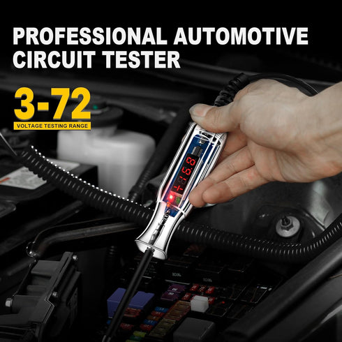 Upgraded 3-72V Digital Automotive LED Circuit Tester, DC Voltage Test Light with Voltmeter & Portable Spring Wire