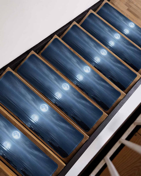BOHOOSKYLAR 4 8"x30" Night Ocean Stair Treads Natural Scenery Moonlight Sparkling Water Indoor Non Slip Peel and Stick