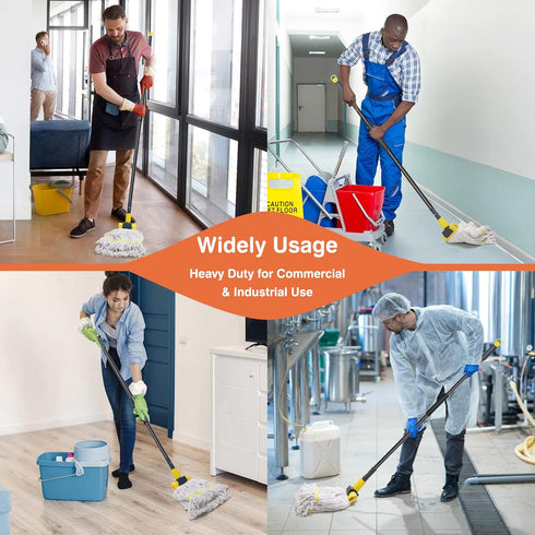 KeFanta Commercial Mop Heavy Duty Industrial Mop with Long Handle,60" Looped-End String Wet Cotton Mops for Floor Cleaning,Home,Kitchen,Office,Garage and Concrete/Tile Floor