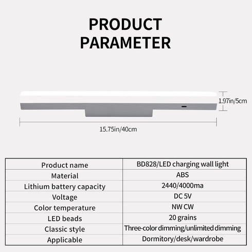 Clnutrieve 5W Sconces,16 inches Dimmable Timer,4000Mah 3CCT,Magnetic MirrorClosetCabinet, WorkbenchUnder-Counter