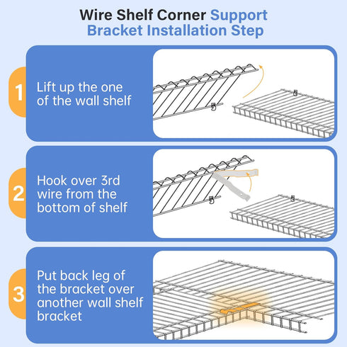 ClosetMaid Closet 2 Pack White Wire Shelf Corner Support Bracket Replacement for Shelf - Adjustable Ventilated Wire