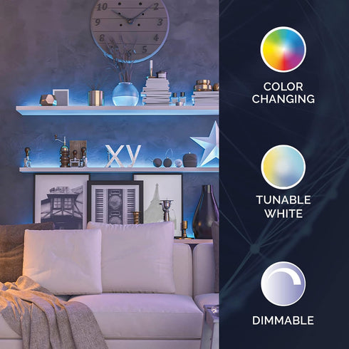 S11264 3-Foot 8 3000K-6500K, 800 Satco Starfish Indoor Extension WiFi Smart LED Color-Changing Tape Light Extension