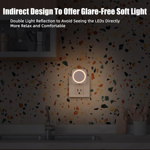 4 Packs Dimmable Warm Night Lights Plug into Wall, Night Light with Dust to Dawn Sensor, Automatically Turn on and Off