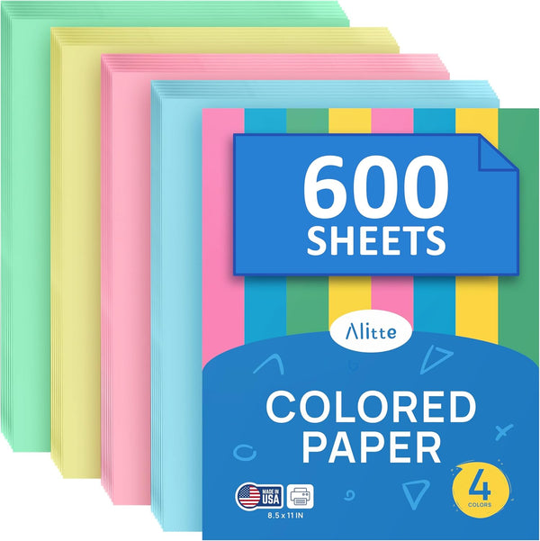 Alitte Colored Paper 8.5 x 11 - Copy Paper, 600-Pack Letter Size