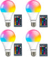 Bestview RGB LED Light Bulb, Color Changing with Remote Control, 5W E27 Screw Base, 4 Pack