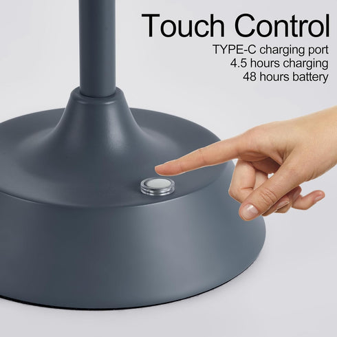 Dimmable 6000mA LED Cordless Grey Table Lamp Portable Desk Lamp Battery Powered Touch Control Table Lamp Dining