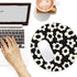 Adastrah 8.7 Inch White Flower Round Mouse Mat - Funny Small Mouse Pad with Non-Slip Rubber Base for Home Office Decor