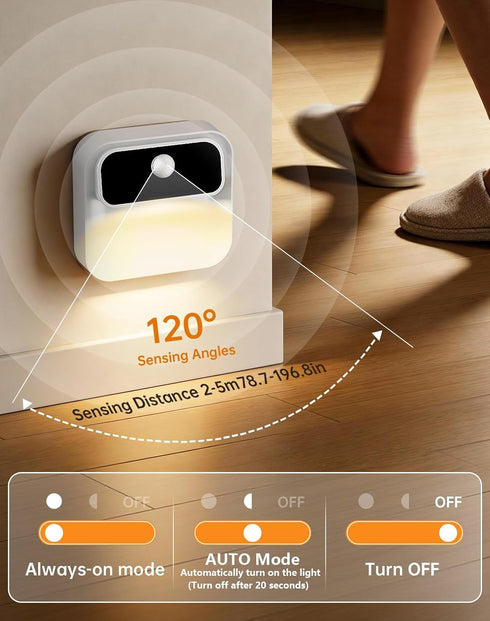 Indoor,2500mAh 3 Pack) Stair Lights Rechargeable, Wireless Motion Sensor Night Light,Adjustable
