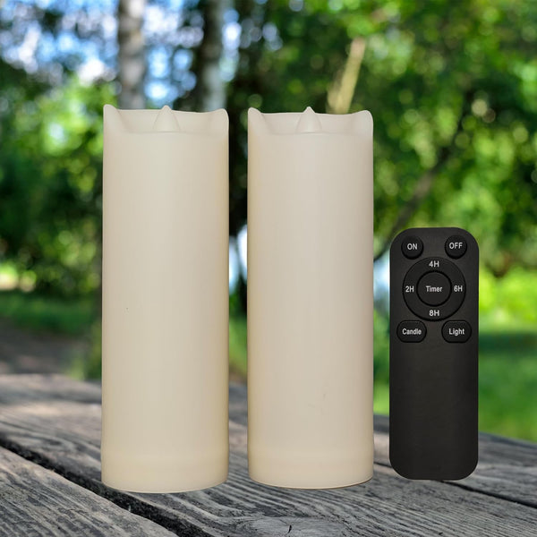 iZAN 2 Pack Flameless Battery Operated LED Pillar Candles with Remote, Waterproof Flickering Lights for Home Decor