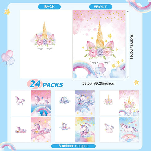 Kosiz 12 Pieces Cute Unicorn Pocket Folders, Kawaii Homework Folders for Girls, Back to School Gift, Classroom Teacher