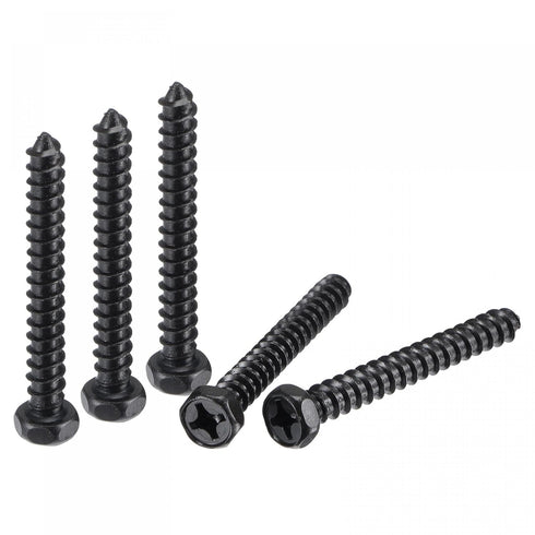 uxcell Hex Lag Screws 1/4" x 2" Carbon Steel Phillips Head, 25pcs Self-Tapping Bolts for Deck Building