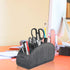 SITHON PU Leather Remote Control Holder with 5 Compartments, Desktop Organizer for TV, DVD, Media Player, Woodgrain Gray