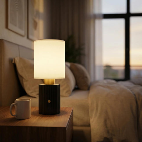 Dimmable Modern Cordless Table Lamp - Rechargeable Battery Operated Desk Lamp with Touch Control, Small Bedside Lamps