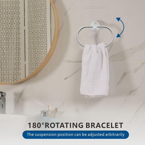 Towel Ring for Bathroom, Chrome Towel Bar Hangers Wall Mount, Stainless Steel Hand Towel Holder, Modern Round Towel