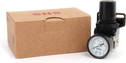 SNS Air Compressor Pressure Regulator AR2000-N02, Adjustable 0-150 PSI with Bracket and Gauge, Female Thread 1/4 NPT