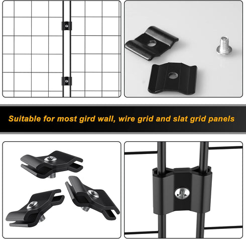18 Pcs Black Wire Gridwall Joining Clips, Grid Panel Connector Joiner, Wall Grid Clamps for Grid Panels