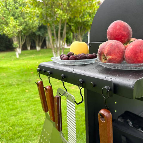 Magnetic Grill Hooks, Heavy Duty Utensil Rack with 5 Hooks, Strong Magnetic BBQ Tool Rack for Traeger, Blackstone, Camp
