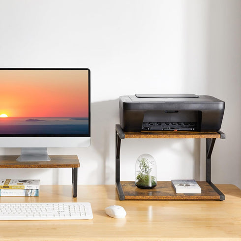 IBUYKE 2-Tier UTLJ004H Desktop Printer Stand Holder, Multi-Purpose Desk Organizer Storage Shelf, Book Shelf Printer