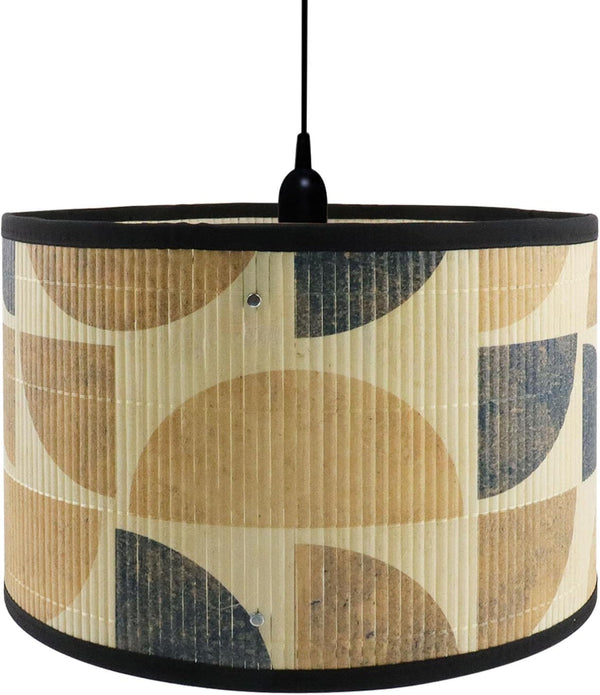 Crapyt E27 Drum Wood Lampshade, 11.8" 11.8" 7.87" Round Removable Lamp Cover,