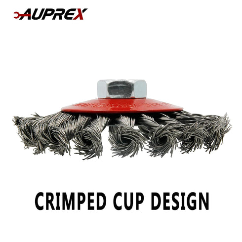 5 Pack 4 Inch Twist Knotted Wire Wheel Brush for Angle Grinder, 5/8 Inch-11 Threaded Arbor, Heavy-Duty Conditioning