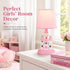 Ecliptix 14 Inch Bulb Kids Table Lamp, Adorable Castle Style Kids Desk Lamp, Pink Bedside Lamp Ideal for Girls Bedroom