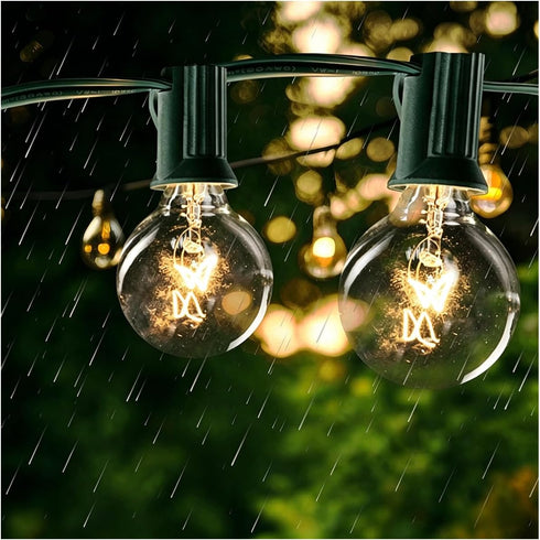 Formosa 26ft Clear Incandescent Christmas String Light, Outdoor G40 Shatterproof Bulbs, Patio