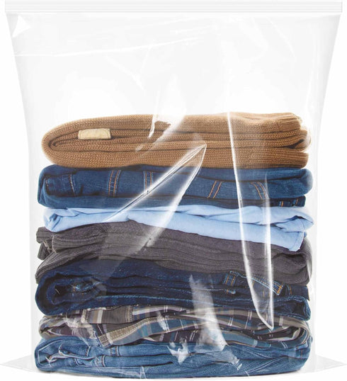 Large Plastic Bags with Zipper Top, 5 Gallon, 18" x 24", 10 Pack Heavy-Duty Storage Bags for Clothes, Travel