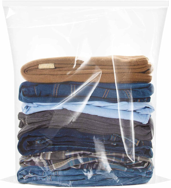 Large Plastic Bags with Zipper Top, 5 Gallon, 18" x 24", 10 Pack Heavy-Duty Storage Bags for Clothes, Travel