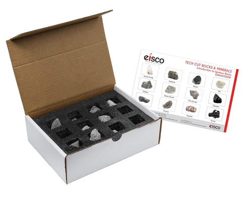 EISCO 12 Piece Introduction to Igneous Rocks Kit - Includes 1" Specimens - Great for Geology Classrooms & Basic Field Testing Labs - Tech Cut Rocks